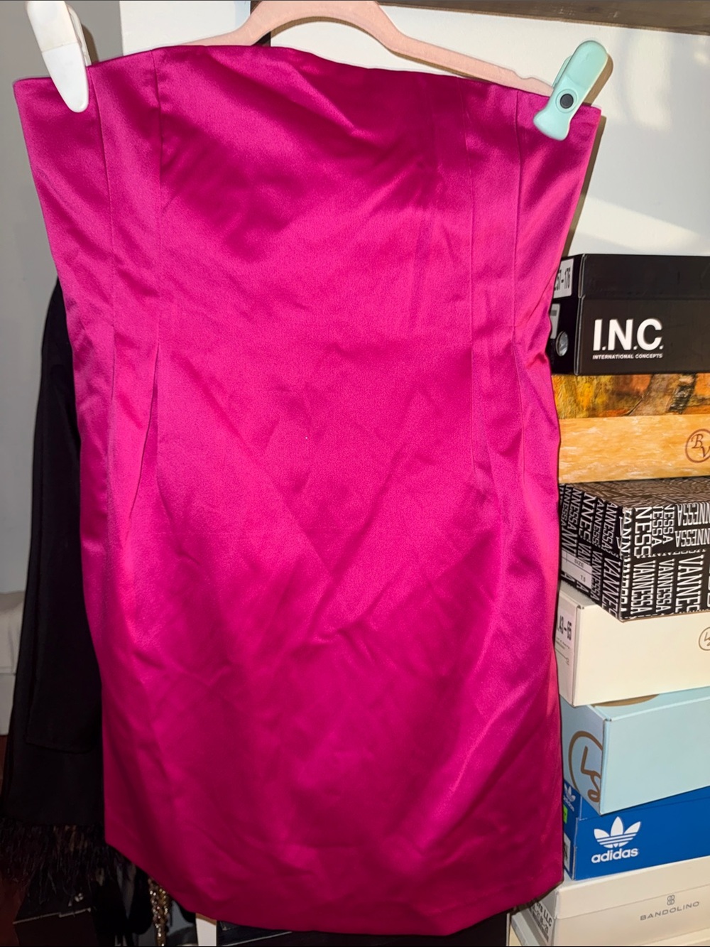 Sam Edelman Strapless Hot Pink Satin Cocktail Dress